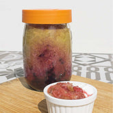 Compote de rhubarbe vitaminée aux fruits lyophilisés