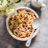 Tarte crumble aux myrtilles lyophilisées