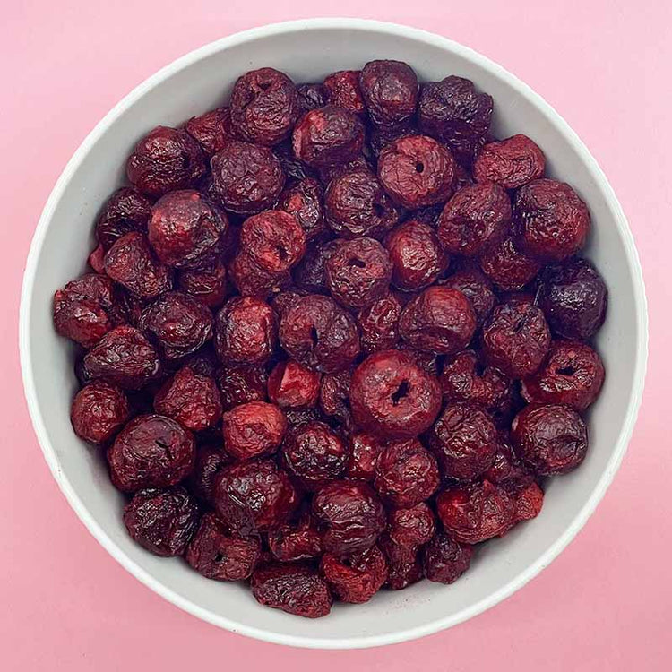 cerise griotte lyophilsée. Fruit deshydraté. Riche en fibres.