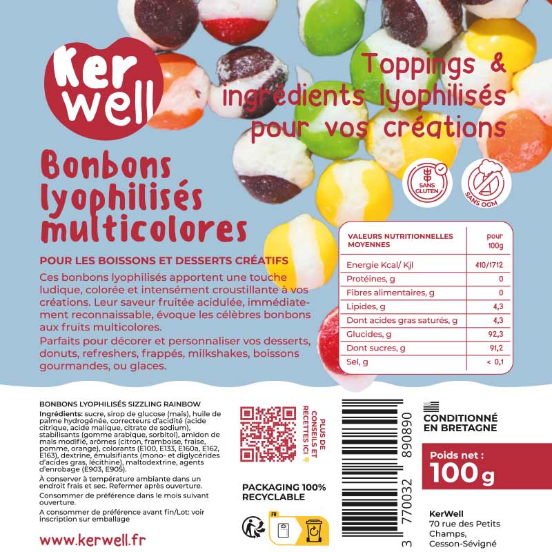 Bonbons multicolores lyophilisés – 100 g